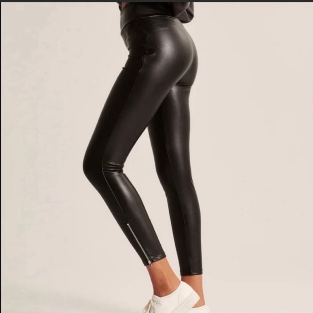 Abercrombie vegan leather leggings with ankle zipper